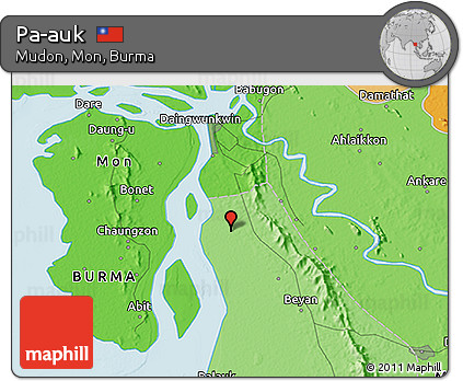 Political 3D Map of Pa-auk