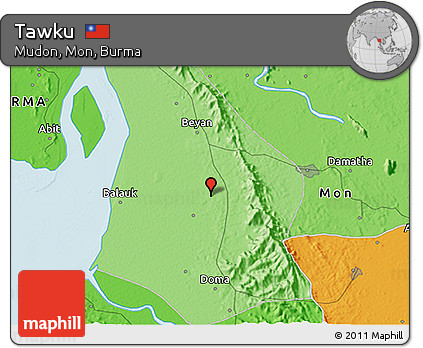Political 3D Map of Tawku