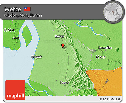Political 3D Map of Wette