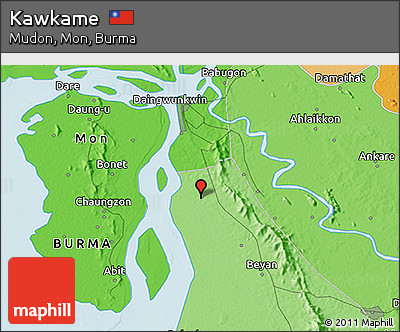 Political 3D Map of Kawkame