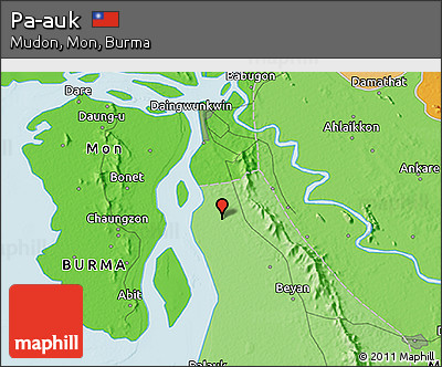 Political 3D Map of Pa-auk