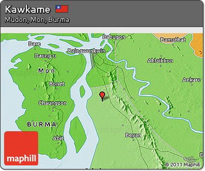 Political 3D Map of Kawkame