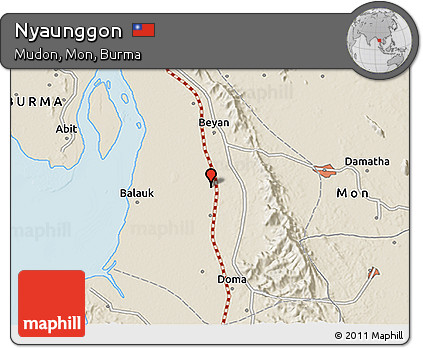 Shaded Relief 3D Map of Nyaunggon