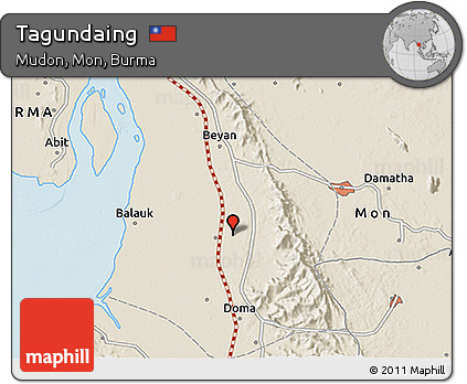 Shaded Relief 3D Map of Tagundaing