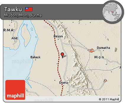Shaded Relief 3D Map of Tawku
