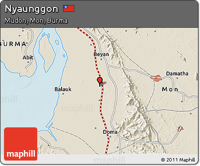 Shaded Relief 3D Map of Nyaunggon