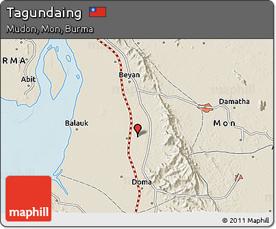 Shaded Relief 3D Map of Tagundaing