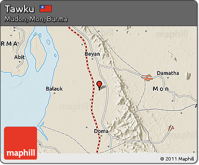 Shaded Relief 3D Map of Tawku