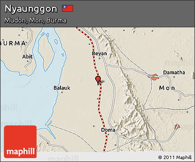 Shaded Relief 3D Map of Nyaunggon