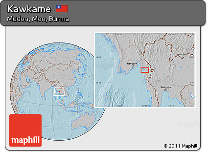 Gray Location Map of Kawkame, hill shading