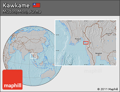 Gray Location Map of Kawkame, hill shading