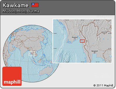 Gray Location Map of Kawkame, hill shading