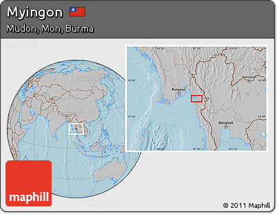 Gray Location Map of Myingon, hill shading