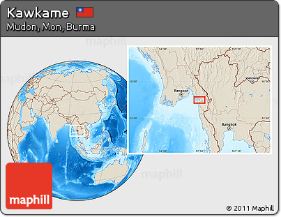 Shaded Relief Location Map of Kawkame