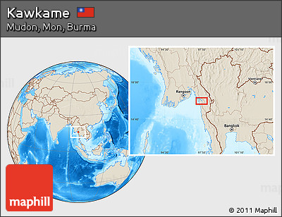 Shaded Relief Location Map of Kawkame