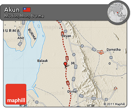 Shaded Relief Map of Akun