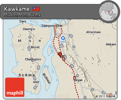 Shaded Relief Map of Kawkame