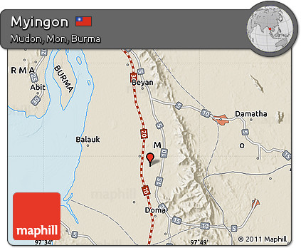 Shaded Relief Map of Myingon