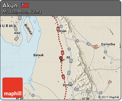 Shaded Relief Map of Akun