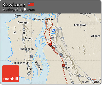 Shaded Relief Map of Kawkame