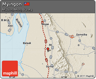 Shaded Relief Map of Myingon