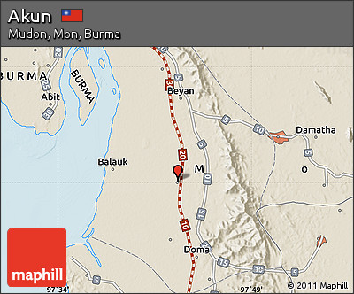 Shaded Relief Map of Akun