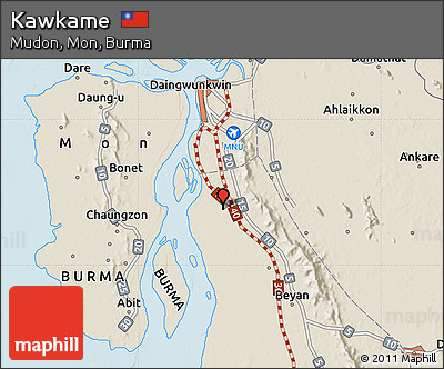 Shaded Relief Map of Kawkame