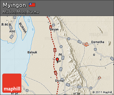 Shaded Relief Map of Myingon