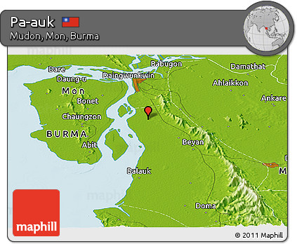 Physical Panoramic Map of Pa-auk