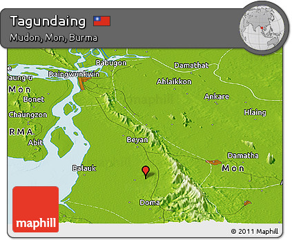 Physical Panoramic Map of Tagundaing