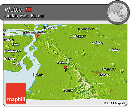 Physical Panoramic Map of Wette