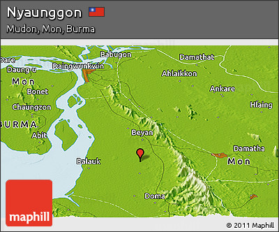 Physical Panoramic Map of Nyaunggon