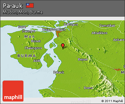 Physical Panoramic Map of Pa-auk