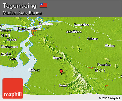 Physical Panoramic Map of Tagundaing