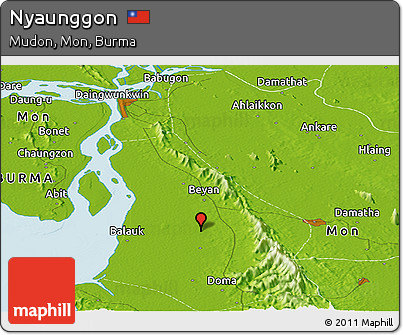 Physical Panoramic Map of Nyaunggon