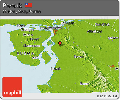 Physical Panoramic Map of Pa-auk