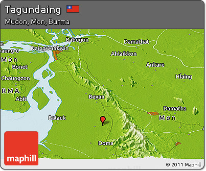 Physical Panoramic Map of Tagundaing