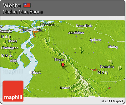 Physical Panoramic Map of Wette
