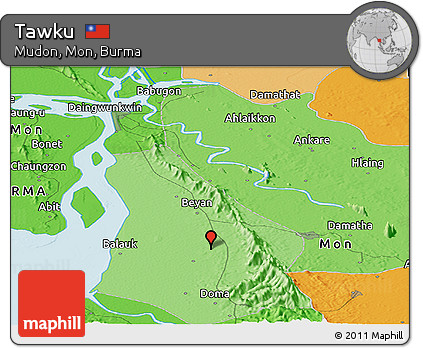 Political Panoramic Map of Tawku