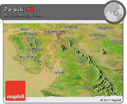 Satellite Panoramic Map of Pa-auk