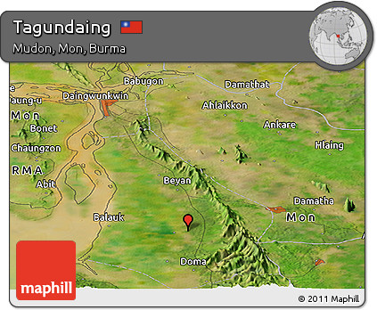 Satellite Panoramic Map of Tagundaing