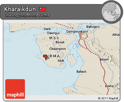 Shaded Relief Panoramic Map of Kharaikdun