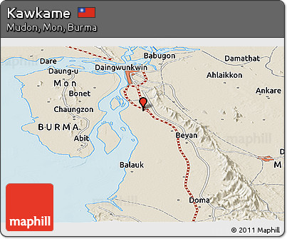 Shaded Relief Panoramic Map of Kawkame