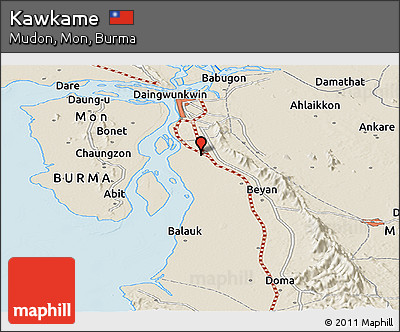Shaded Relief Panoramic Map of Kawkame
