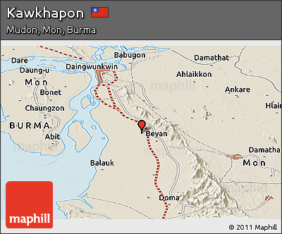 Shaded Relief Panoramic Map of Kawkhapon