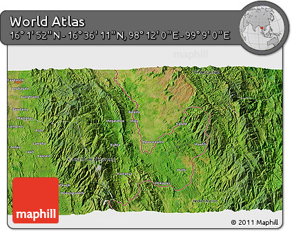 Satellite 3D Map of the Area around 16° 19' 2" N, 98° 40' 30" E