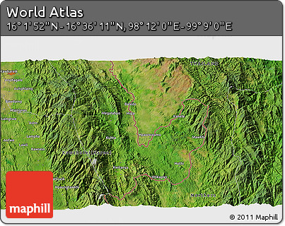 Satellite 3D Map of the Area around 16° 19' 2" N, 98° 40' 30" E