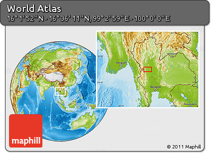 Physical Location Map of the Area around 16° 19' 2" N, 99° 31' 30" E