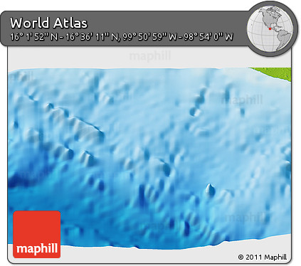 Physical 3D Map of the Area around 16° 19' 2" N, 99° 22' 30" W