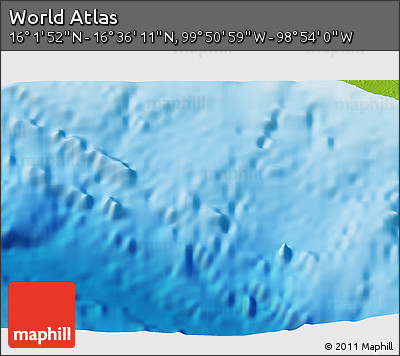 Physical 3D Map of the Area around 16° 19' 2" N, 99° 22' 30" W